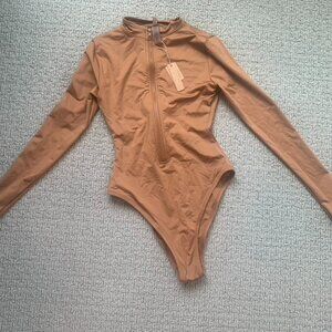 Skims Swim | Skims Swim Full Zip Up Long Sleeve Bodysuit One Piece Bikini